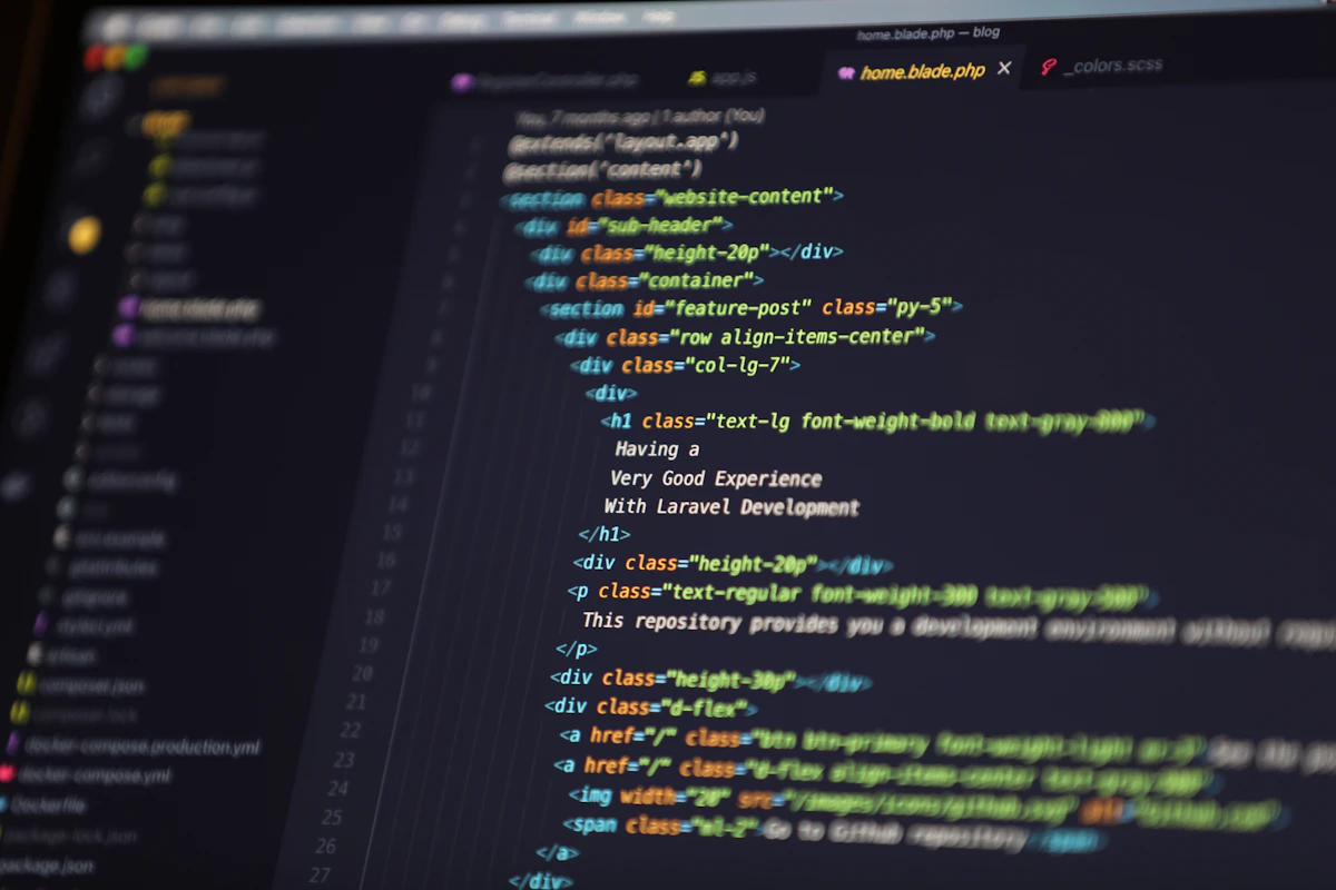 A screen showing web page code